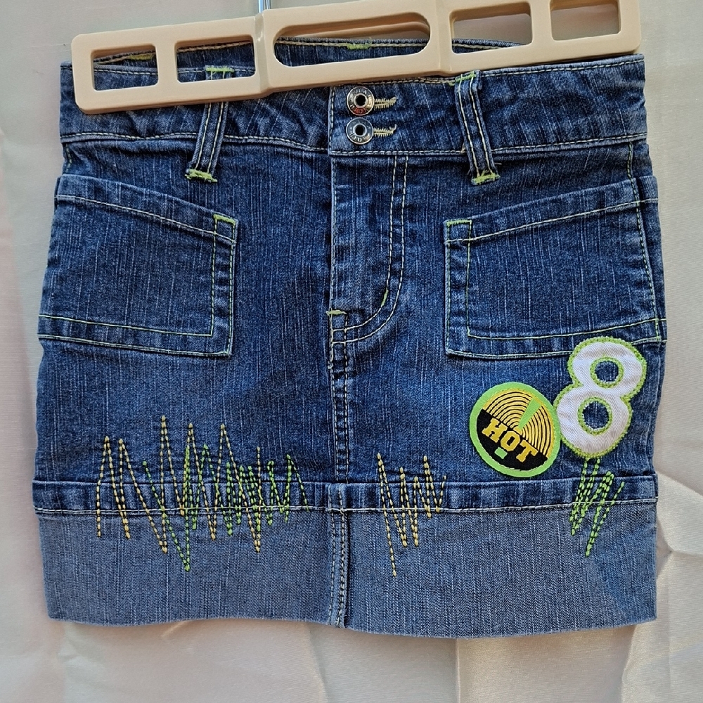 Denim Skirt with Embroidered Details‎